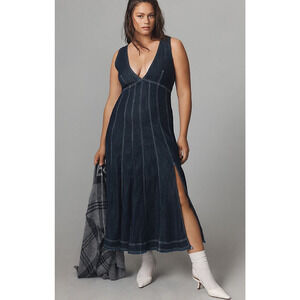 Anthropologie x Pilcro Seamed V-Neck Denim Dress Women's Anthro Plus Size 26W 26